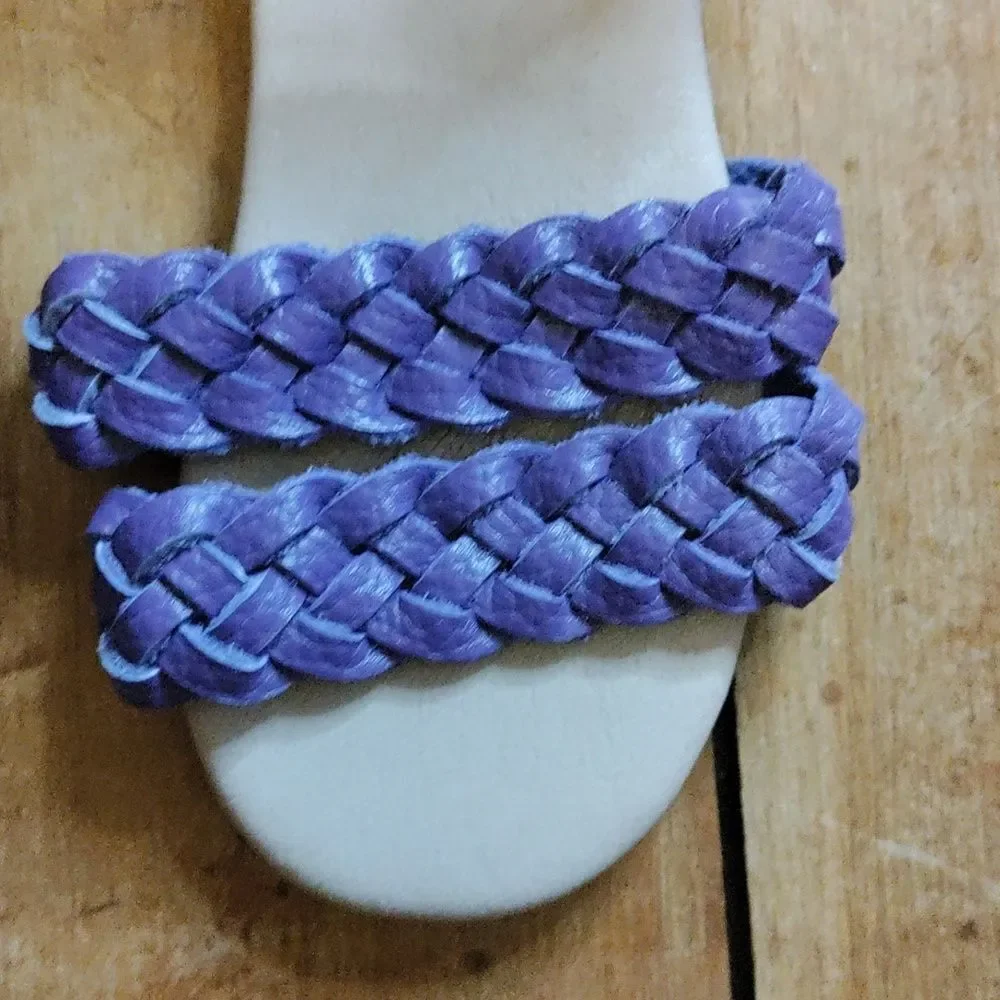 Monkey Feet Sandals Purple Braided Size 2 To 3 Years Spring Easter Leather